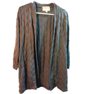 Anthropologie Debbie Morgan Gray Lightweight Open Front Cable Design Cardigan L